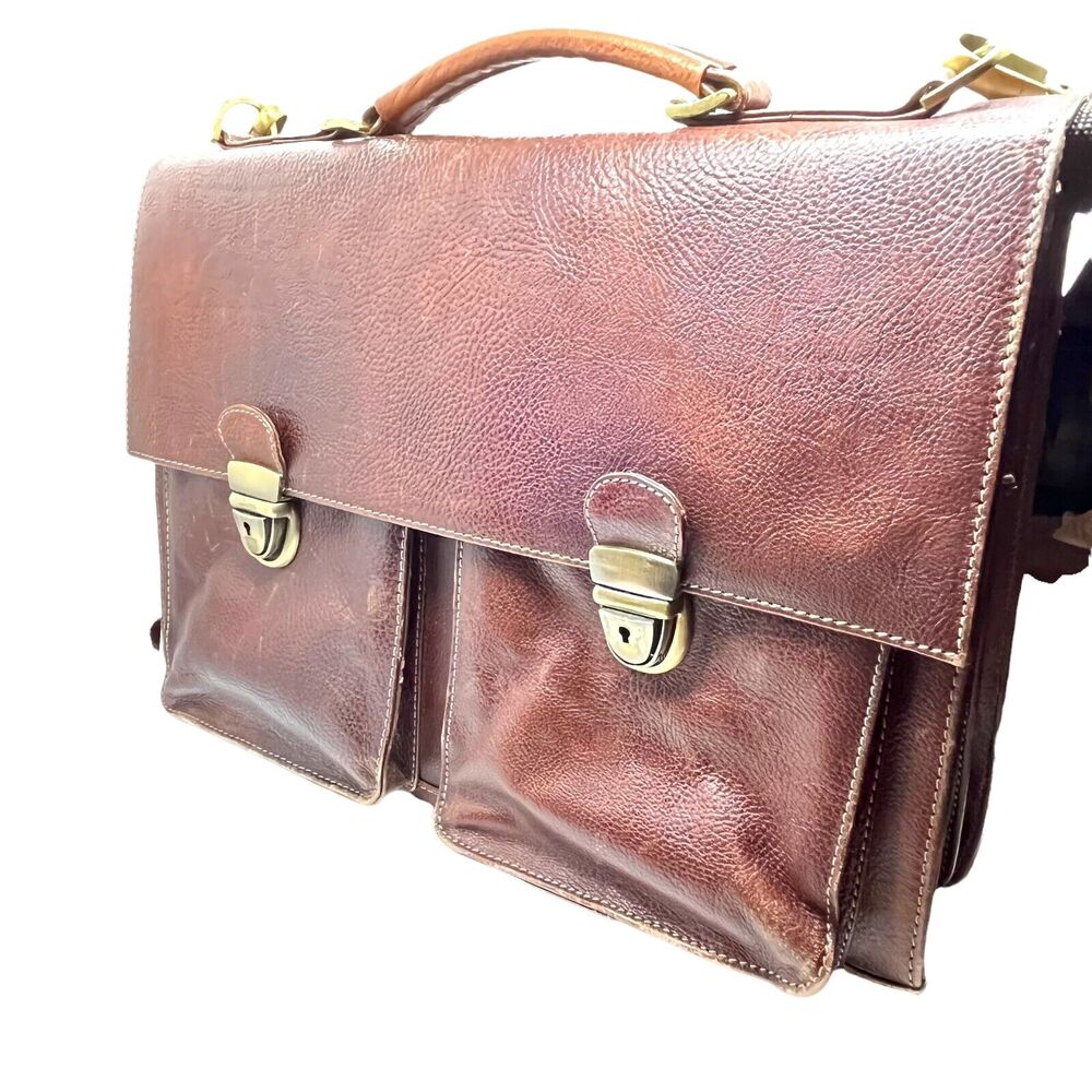 Vintage Wilson's Leather Unisex Brown Leather Messenger Bag Satchel Briefcase